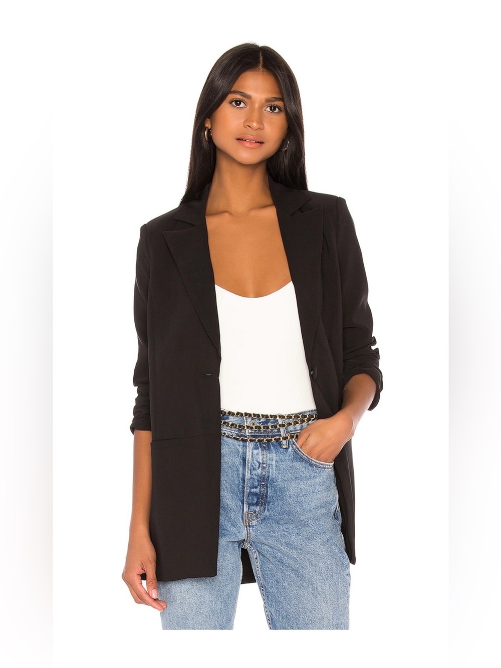 Camila Coelho Brenna Black Single-Button Relaxed Blazer